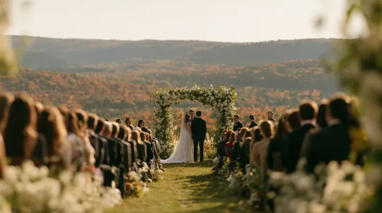 Hilltop wedding ceremony in autumn