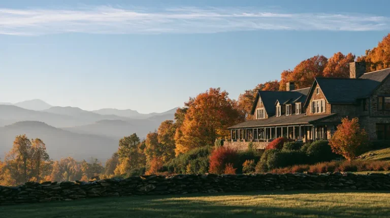 Twelve-room inn on a bright autumn day